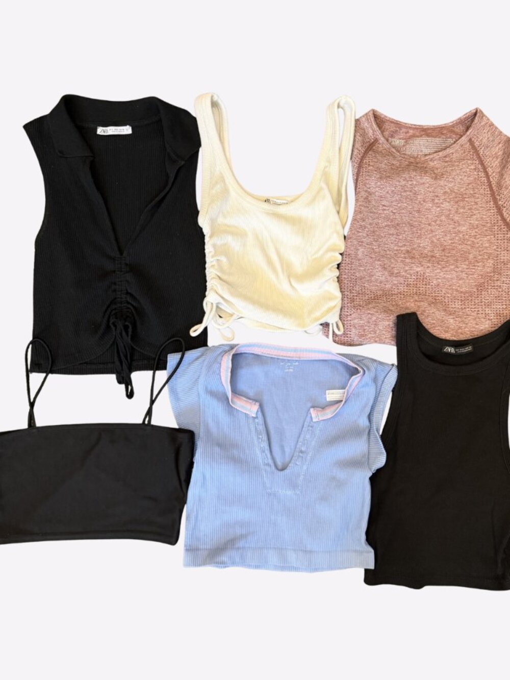 Lot of 6 Womens Sz XS/S Tank Crop Tops Mixed Clothing Bundle Wholesale Reseller